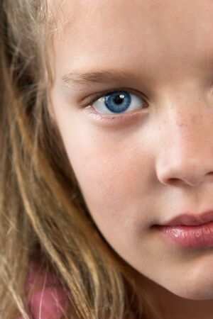 Close up of a young blond girlの写真素材