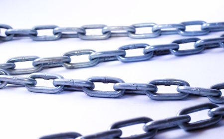 Silver metal chainsの写真素材