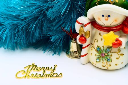 Cristmas card with snowmanの写真素材