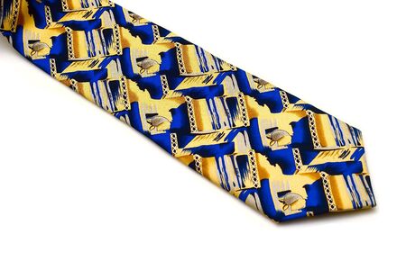 The bright man's tie is isolated on a white backgroundの写真素材