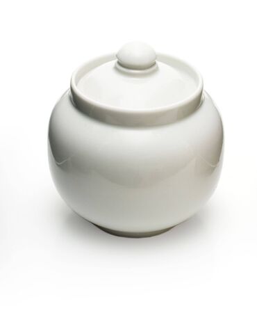 Sugar bowl isolated on white background. Studio lighting.の写真素材