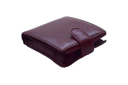 Purse with a fastener. It is isolated on a white background. Studio light.の写真素材