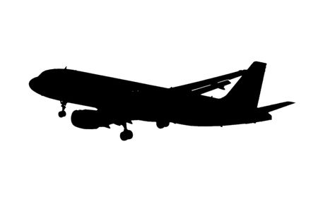 Silhouette of aircraft. Isolated on a white background.の写真素材