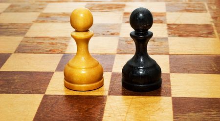 Chess figures bishops, concept of competition. Studio work.の写真素材
