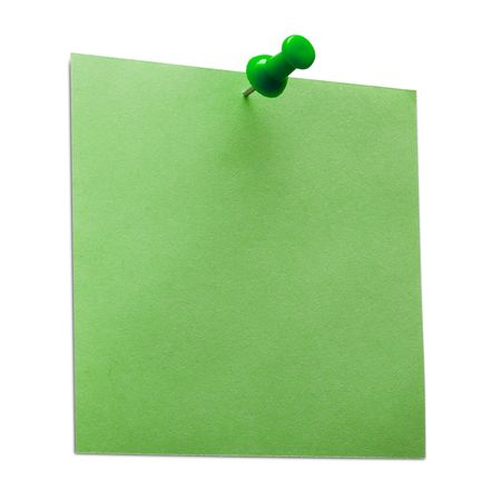 A green post it note with spinの写真素材