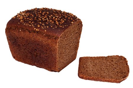 Rye bread gross with coriander seeds. Isolated on a white background.の写真素材