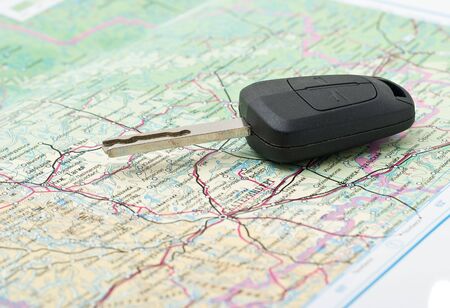 The key vehicle is on the map terrain.の写真素材