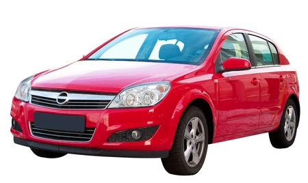 Red modern car is isolated on a white backgroundのeditorial素材