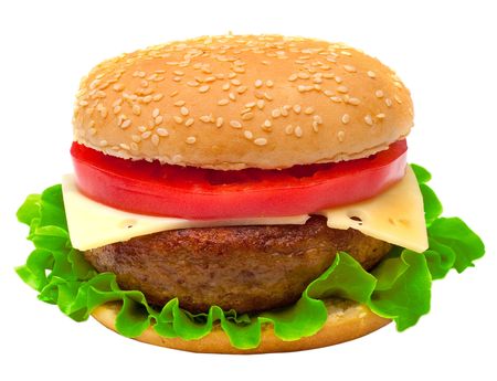 Hamburger isolated on white backgroundの写真素材