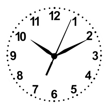 Dial clock isolated on a white background. Only the numbers and arrowsの写真素材