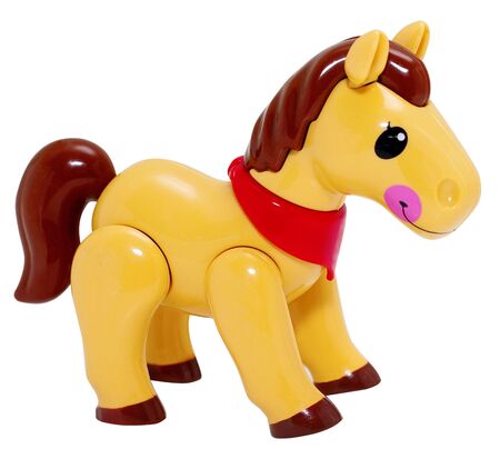 Colorful plastic toy horse on a white background.
の写真素材