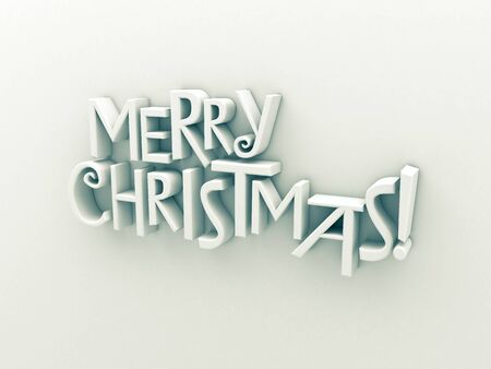 Merry Christmas in white matt rendered letters on a white backgroundの写真素材