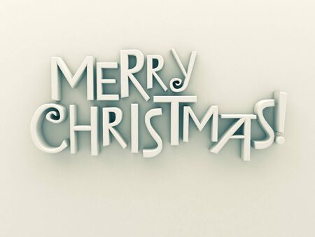 Merry Christmas in white matt rendered letters on a white backgroundの写真素材