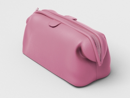 Pink leather clutchの写真素材