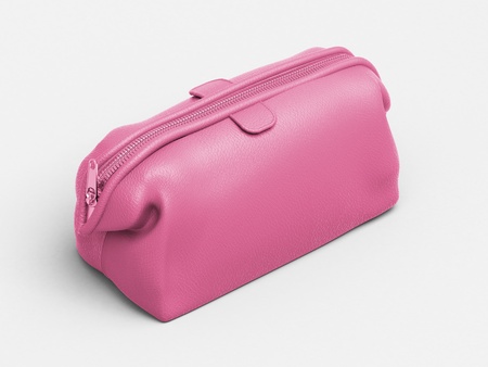 Pink leather clutchの写真素材