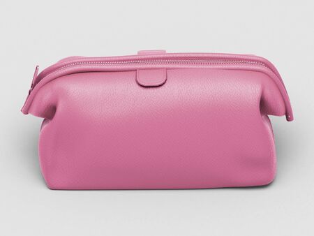 Pink leather clutchの写真素材