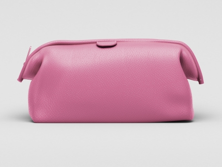 Pink leather clutchの写真素材