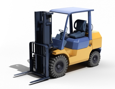 Forklift loader close-up on a light backgroundの写真素材