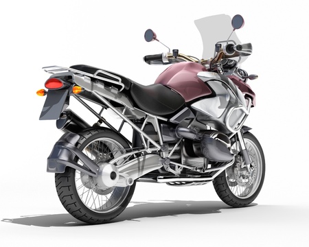 Dual-sports motorcycle close-upの写真素材