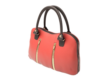 Women's red handbag isolated on white backgroundの写真素材
