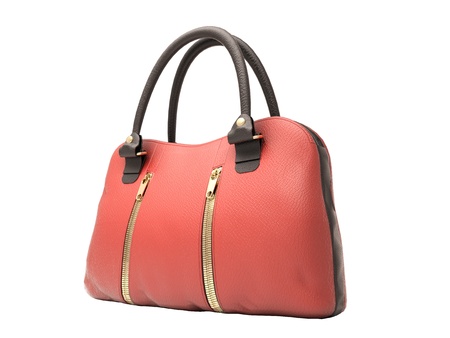 Women's red handbag isolated on white backgroundの写真素材