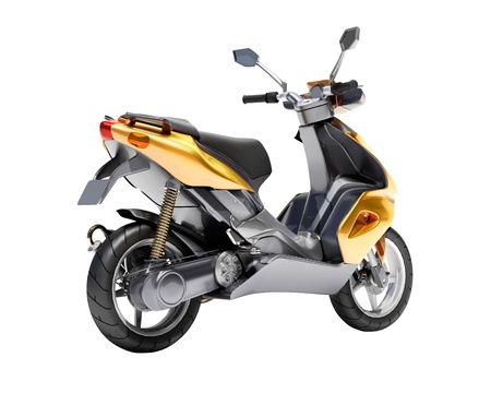Trendy orange scooter close up on a light backgroundの写真素材