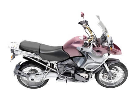 Dual-sports motorcycle close-up on a light backgroundの写真素材