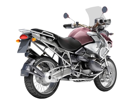 Dual-sports motorcycle close-up on a light backgroundの写真素材