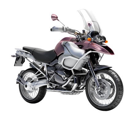 Dual-sports motorcycle close-up on a light backgroundの写真素材
