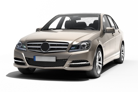 A contemporary luxury car isolated on a white  backgroundの写真素材