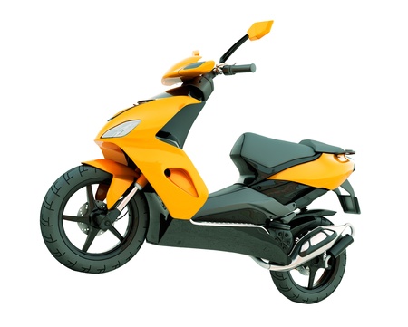 Modern powerful sports scooter isolated on a white backgroundの写真素材
