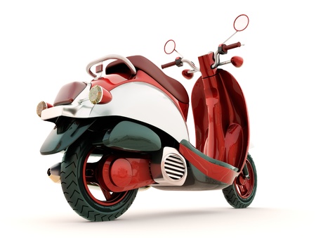 Modern classic scooter on a light backgroundの写真素材