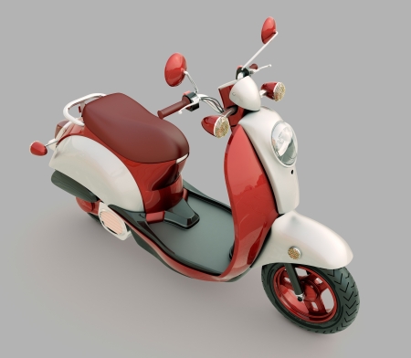 Modern classic scooter on a grey backgroundの写真素材