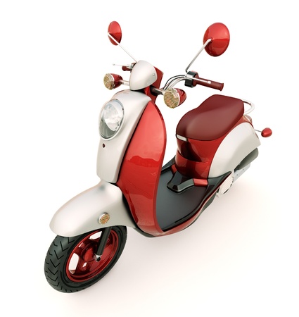 Modern classic scooter on a light backgroundの写真素材