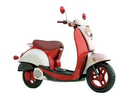 Modern classic scooter isolated on a white backgroundの写真素材