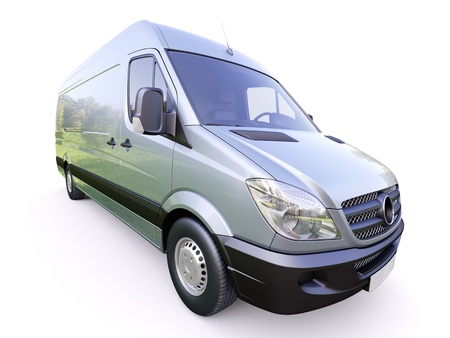 Modern commercial van on a light backgroundの写真素材