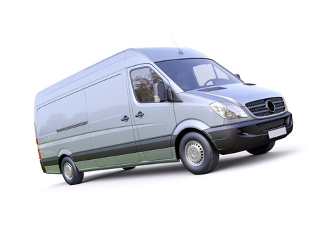 Modern commercial van on a light backgroundの写真素材