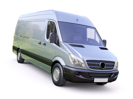 Modern commercial van on a light backgroundの写真素材