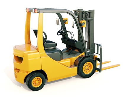 Modern forklift truck on light backgroundの写真素材