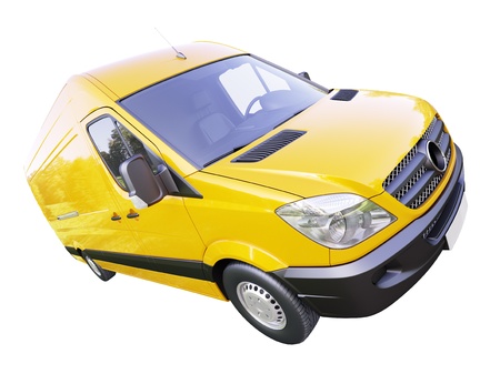 Modern commercial van isolated on a white backgroundの写真素材