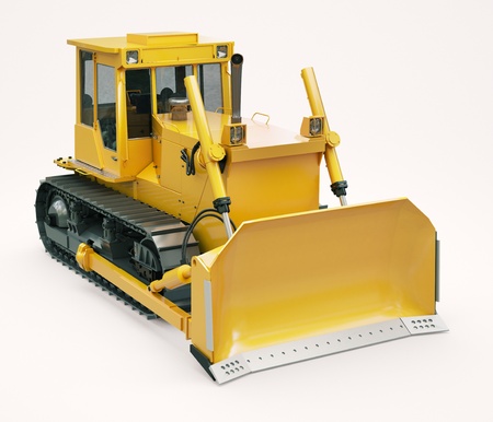 Heavy crawler bulldozer on a light backgroundの写真素材