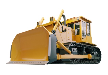 Heavy crawler bulldozer isolated on a white backgroundの写真素材