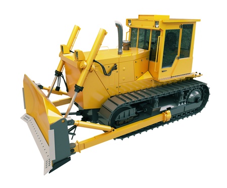 Heavy crawler bulldozer isolated on a white backgroundの写真素材