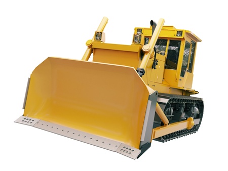 Heavy crawler bulldozer isolated on a white backgroundの写真素材