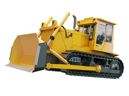 Heavy crawler bulldozer isolated on a white backgroundの写真素材