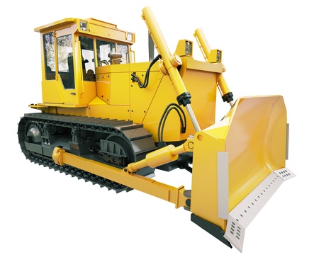 Heavy crawler bulldozer isolated on a white backgroundの写真素材