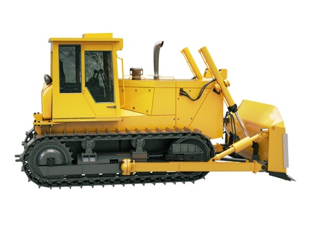 Heavy crawler bulldozer isolated on a white backgroundの写真素材