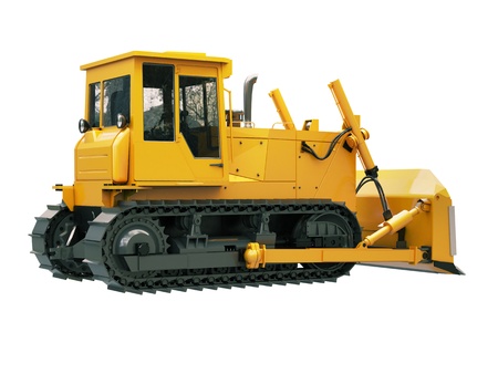 Heavy crawler bulldozer isolated on a white backgroundの写真素材