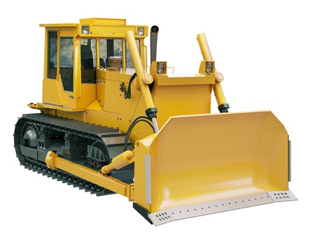 Heavy crawler bulldozer isolated on a white backgroundの写真素材