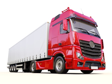 A modern semi-trailer truck on light backgroundの写真素材